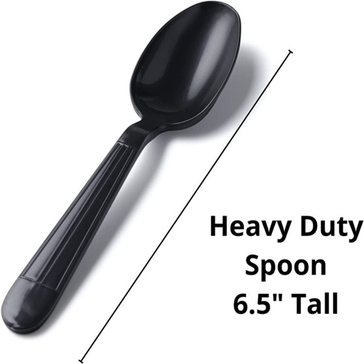 PP Black White Flatware Sets with Plastic Spoons Fork Knives Napkin Paper Disposable Cutlery Sets