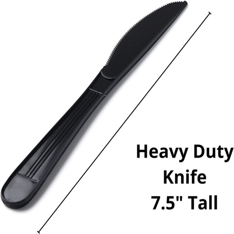 PP Black White Flatware Sets with Plastic Spoons Fork Knives Napkin Paper Disposable Cutlery Sets