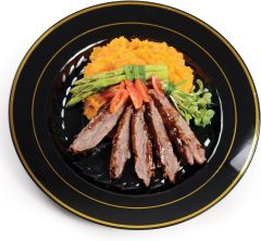 Black With Gold Rim Round China Like 10.25" Plastic Charger Plates