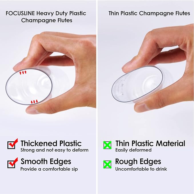 Disposable Reusable Plastic Champagne Flutes 9 Oz Stemless Clear Unbreakable Toasting Glasses Shatterproof For Wedding Or Party