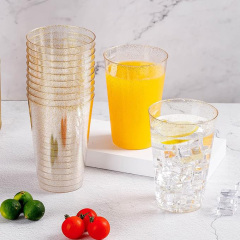 Heavy Duty 14 oz Glitter Disposable Reusable Clear Hard Plastic Cups Tumblers for Wedding, Thanksgiving, Halloween, Christmas Party