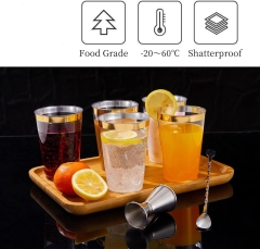 Disposable 12 oz Crystal Clear Plastic Tumblers With Gold Rim for Party's & Weddings