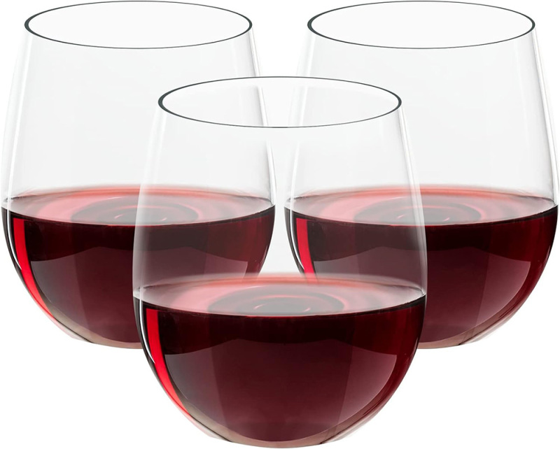 Unbreakable Plastic Wine Glasses Stemless, 12 Oz Heavy Duty Clear Drinking Glasses Wine Cups, Disposable & Reusable for Champagne, Dessert, Food Samples, Catering, Weddings