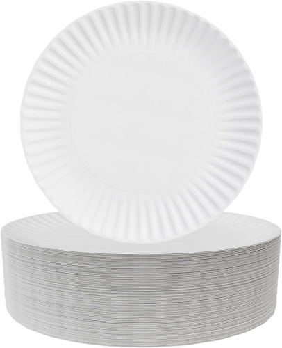 White Disposable Paper Plates Natural Biodegradable Eco-Friendly