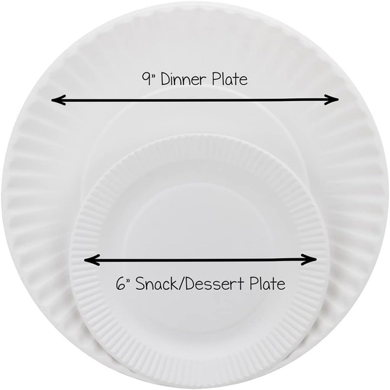 White Disposable Paper Plates Natural Biodegradable Eco-Friendly