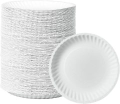 White Disposable Paper Plates Natural Biodegradable Eco-Friendly