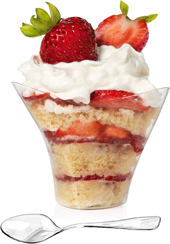 Mini Swirl Triangle Dessert Cups with Spoon For Serving Dessert, Fruits & Mini Appetizer, Sampling Tasting Cups