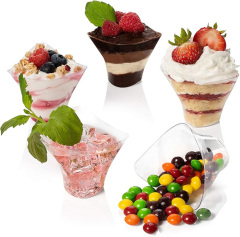 Mini Swirl Triangle Dessert Cups with Spoon For Serving Dessert, Fruits & Mini Appetizer, Sampling Tasting Cups