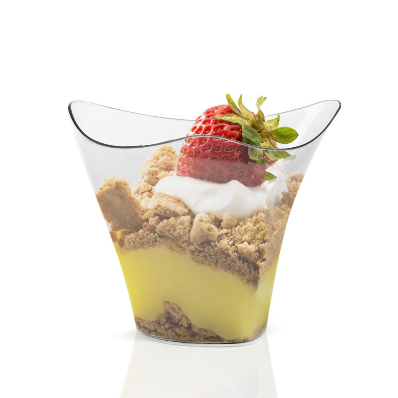 Mini Swirl Triangle Dessert Cups with Spoon For Serving Dessert, Fruits & Mini Appetizer, Sampling Tasting Cups