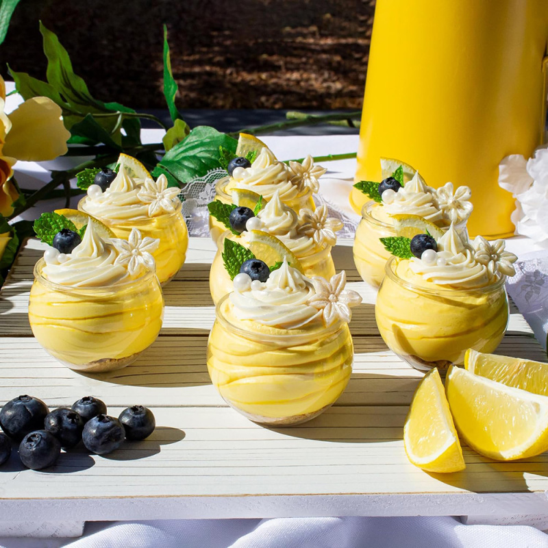 75 ml PET Mini Dessert Cups With Spoons Clear Disposable Plastic Fishbowl for Parfait Desserts, Events, and Parties