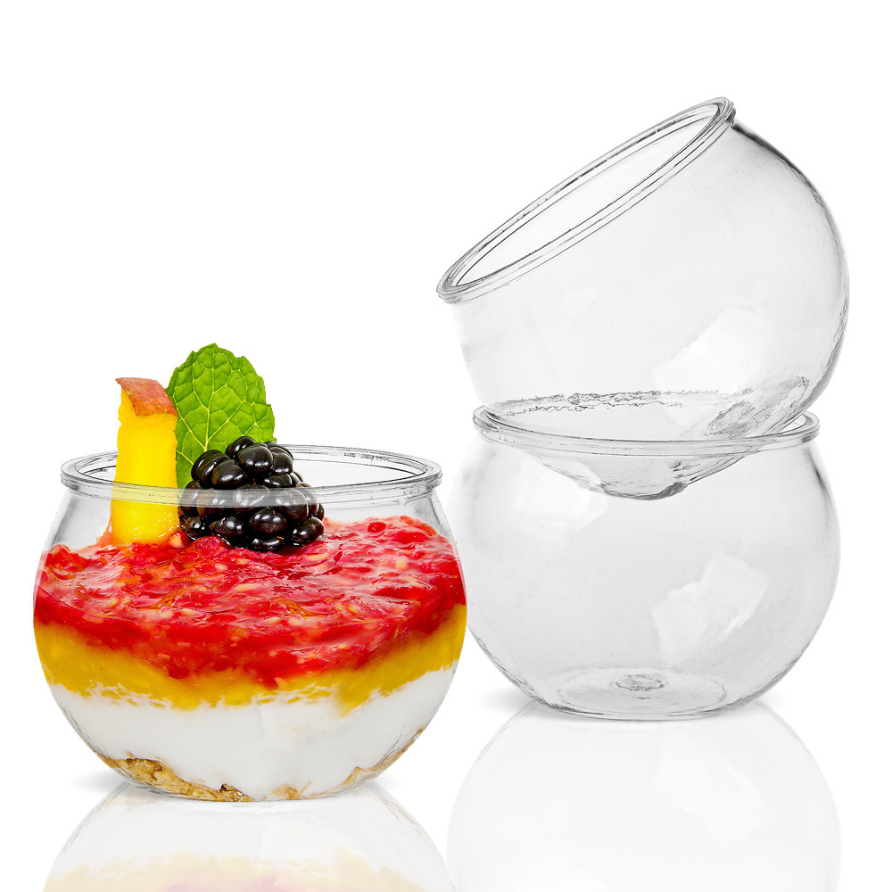 75 ml PET Mini Dessert Cups With Spoons Clear Disposable Plastic Fishbowl for Parfait Desserts, Events, and Parties