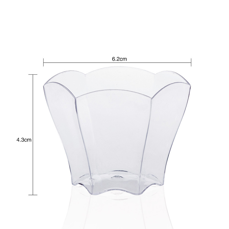 70 ml Mini Parfaits Dessert Cups with Spoons, 2.5 oz Clear Small Serving Bowl for Tasting Party Desserts Appetizers(Flower Shape)