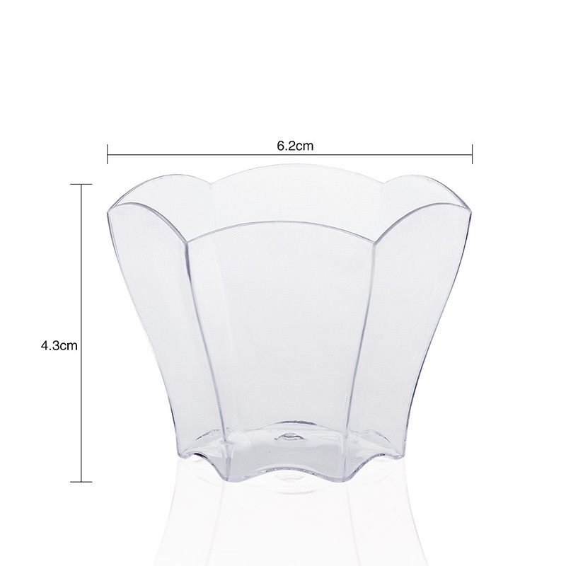 70 ml Mini Parfaits Dessert Cups with Spoons, 2.5 oz Clear Small Serving Bowl for Tasting Party Desserts Appetizers(Flower Shape)