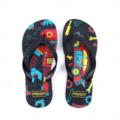 Fashion Summer Beach Customized Pvc Tpr Eva Flip Flop Robot Printing Rubber Men Flip Flo