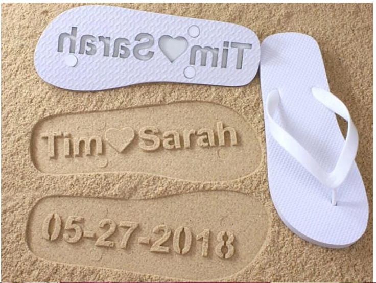 summer beach white personalize print design wedding favors slipper flip flop woman for guest