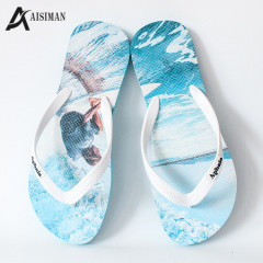 2022 Low MOQ Comfort Flip Flops With Custom full print sandal slipper Logo