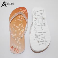 flip flops with die-cutting logo EVA slippers Customized logo on the back