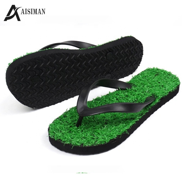 Latest Custom Logo Slippers Fact OEM Print Shoes Men and Women's Grass Flip Flops