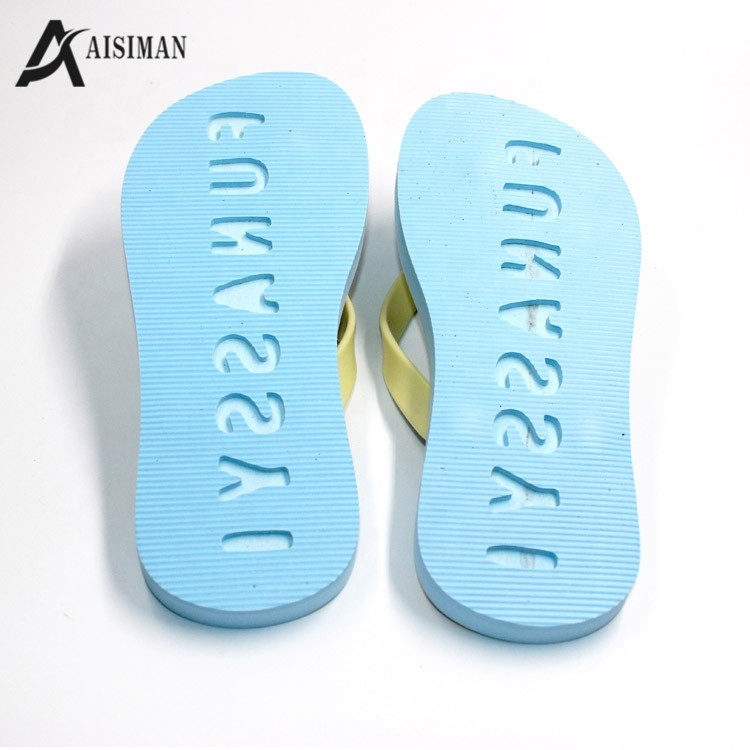flip flops with die-cutting logo EVA slippers Customized logo on the back