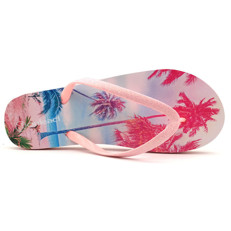 Rubber promotional beach flip flops for girls fashion slippers with glitter straps women