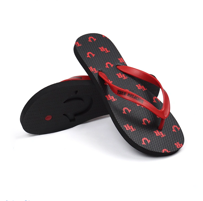 Mens slippers balck color rubber flip flops for men with customized logo
