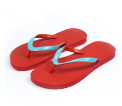 Red color mens slippers with printed straps flip flops for men