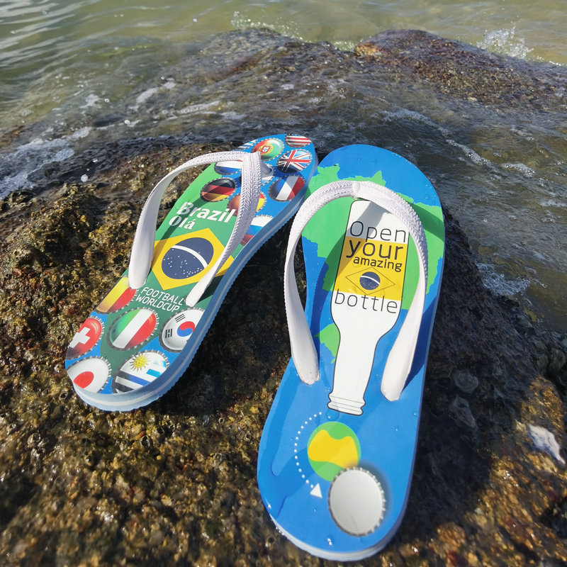 Wholesale Pvc Flip Flop With Bottle Opener Print Slippers Custom Man Summer Eva Slipper Bathroom Shower Slippers Flip Flops