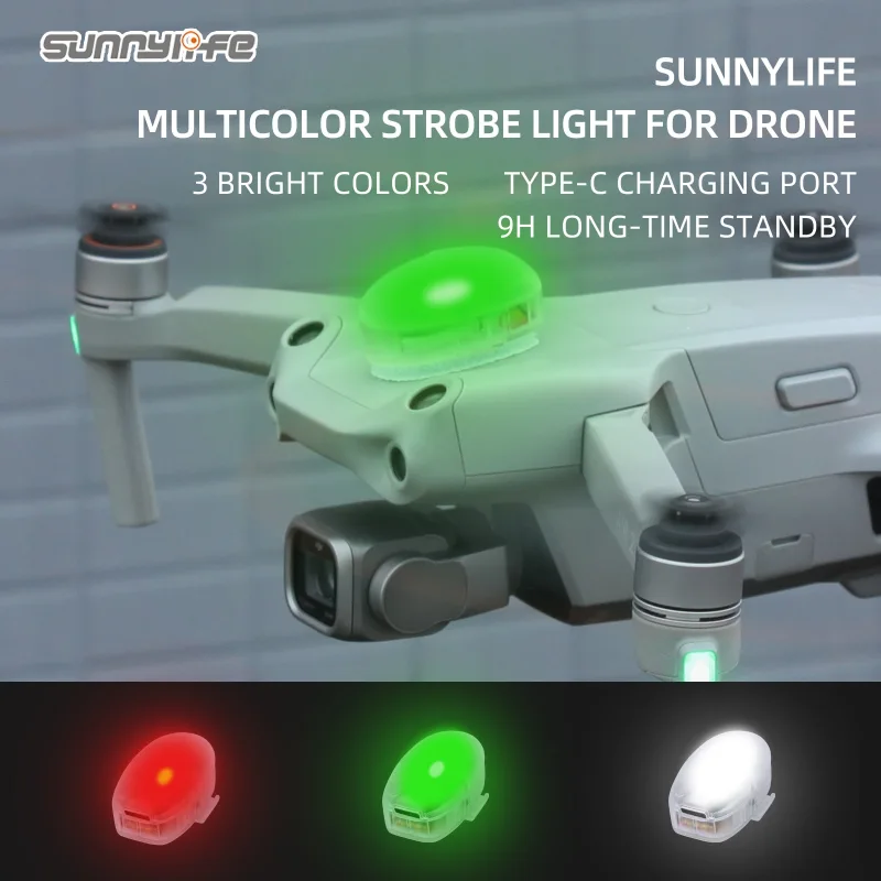 Sunnylife Drone Strobe Lights Anti-Collision 3 Colors/4 Modes Chargeable  Night Lamp for DJI Avata/Mini SE/2/AIR 2S/DJI FPV/MAVIC 2