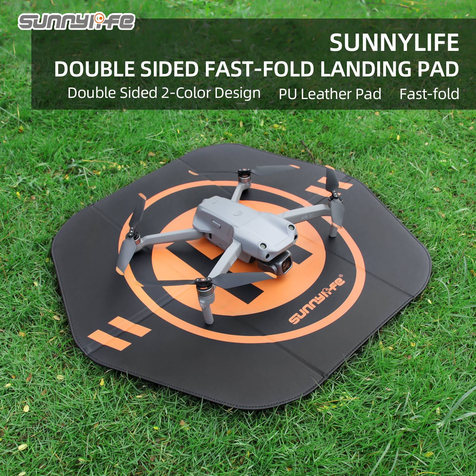 Sunnylife Drone Landing Pad 55cm(22’’) Fast-Fold Double-Sided PU Leather Waterproof for DJI FPV/Mini SE/Air 2S/Mavic 2/FIMI X8SE