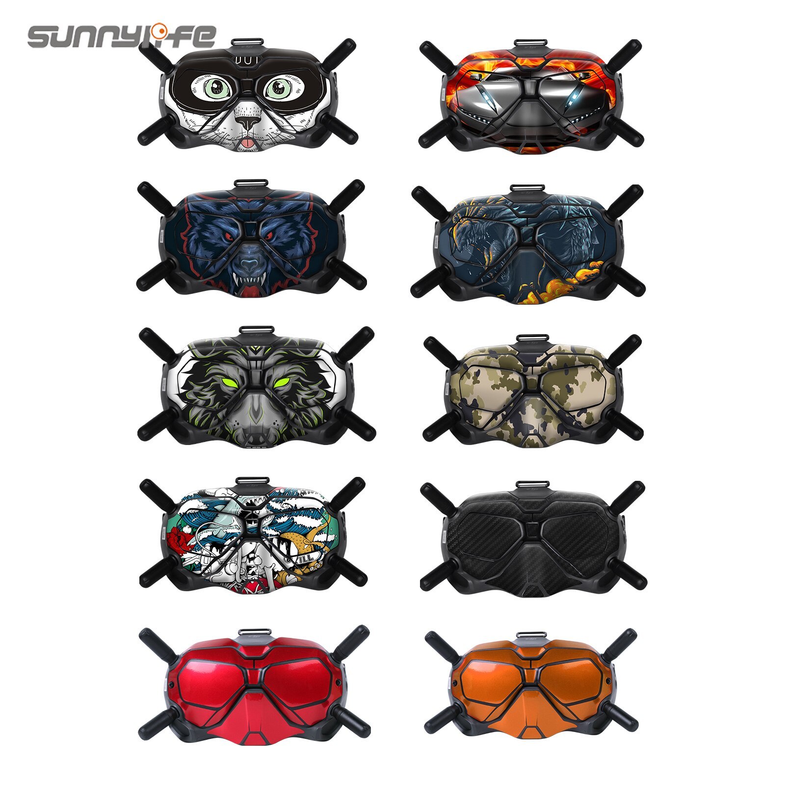 Sunnylife PVC Stickers Protective Film Scratch-proof Decals Skin for DJI FPV Drone Goggles V2 Remote Controller 2 Motion Control