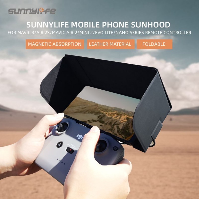 Sunnylife Mobile Phone Sun Hood Magnetic Sunshade for Mavic 3/Air 2S/Mini 2/Air 2/EVO Lite/Nano Remote Controller