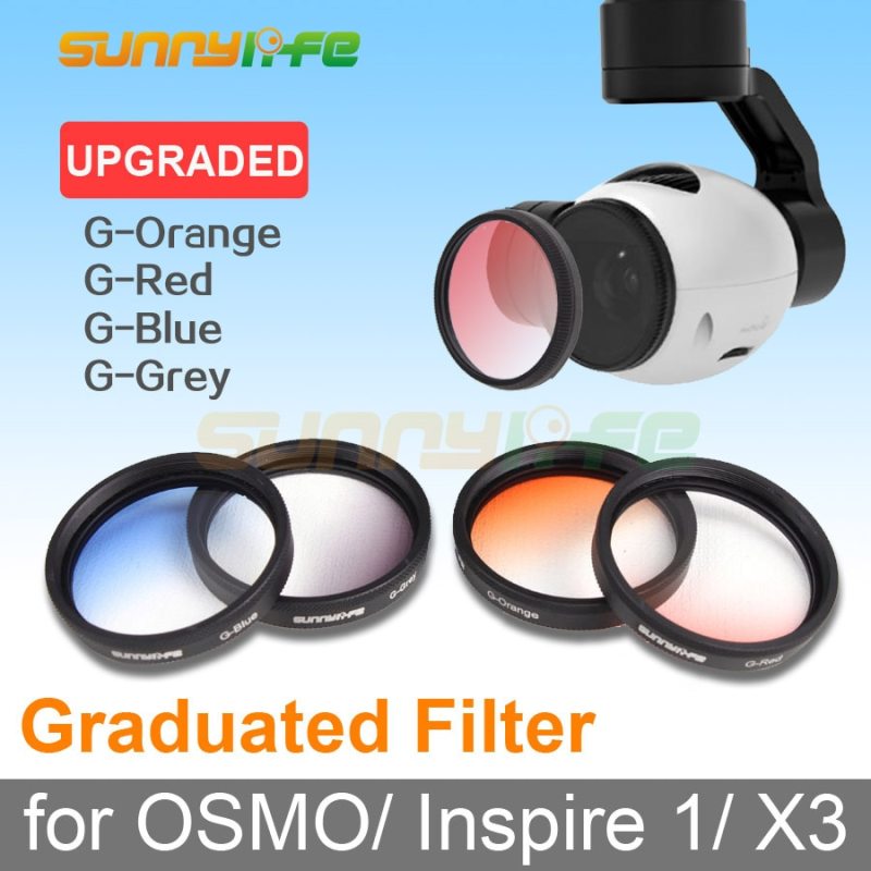 1pc Sunnylife Lens Filter Graduated Filter Graduated Orange/ Red/ Blue/ Grey X3 Filter for DJI OSMO/ OSMO+/ Inspire 1