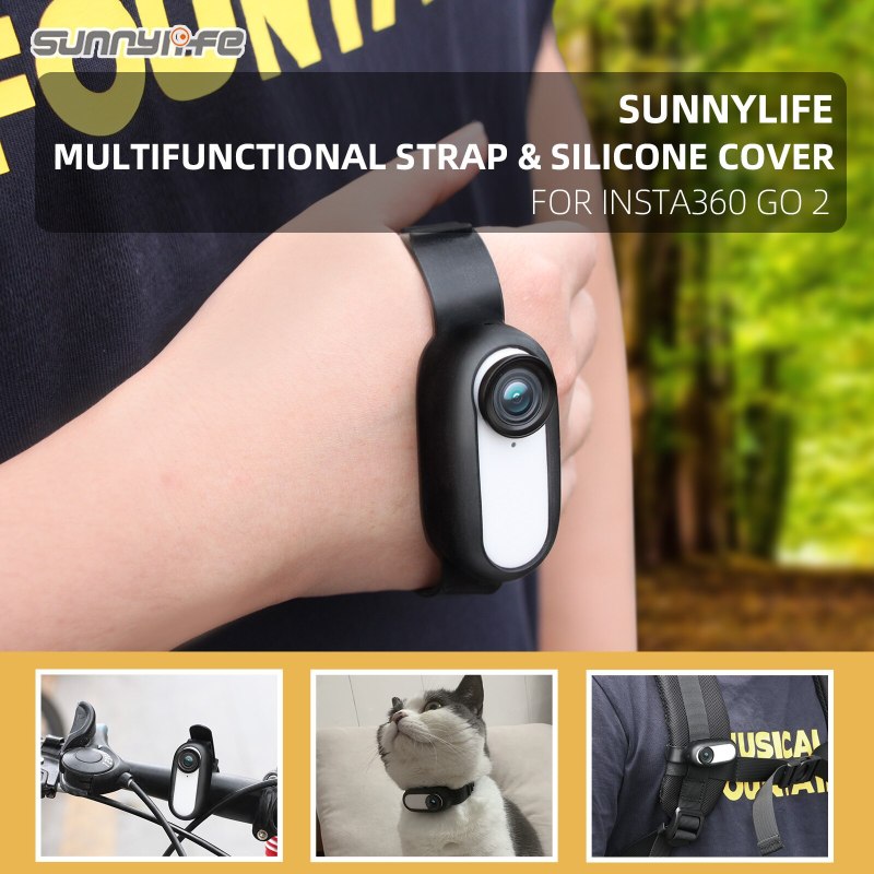 Sunnylife Camera Strap Silicone Protective Cover Wristband Palm Backpack Stripe Bicycle Strap Cat Collar for Insta360 GO 2