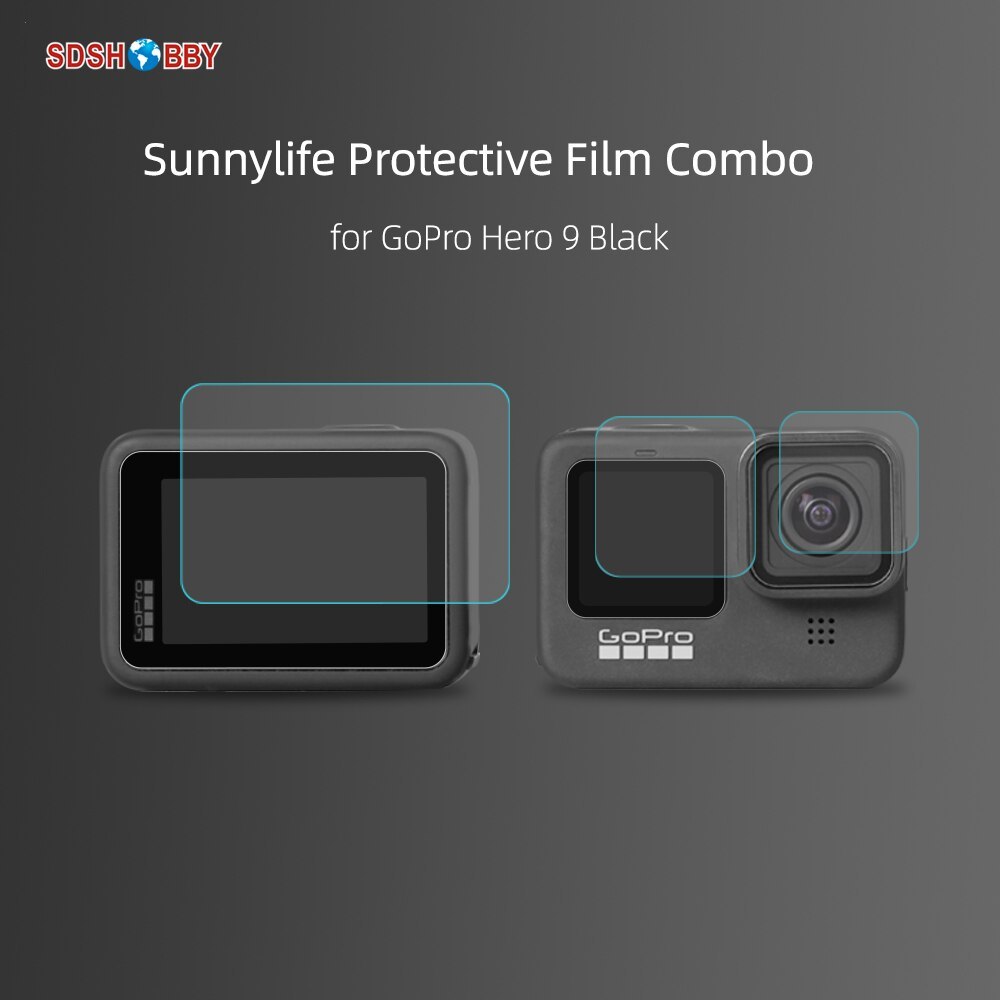 Sunnylife Protective Film Combo Tempered Glass Lens Film Front Back Screen Protector for GoPro Hero 9 Black