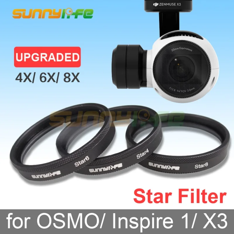 1pc Sunnylife Lens Filter 4X 6X 8X Star Filter Night Filter 4-Point 6-Point 8-Point X3 Filter for DJI OSMO/ OSMO+/ Inspire 1