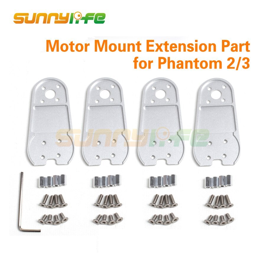 4pcs Aluminum Motor Mount Extension Part Wheelbase Stretch Kit for Phantom 2/ 3 Extended Wheelbase 450mm