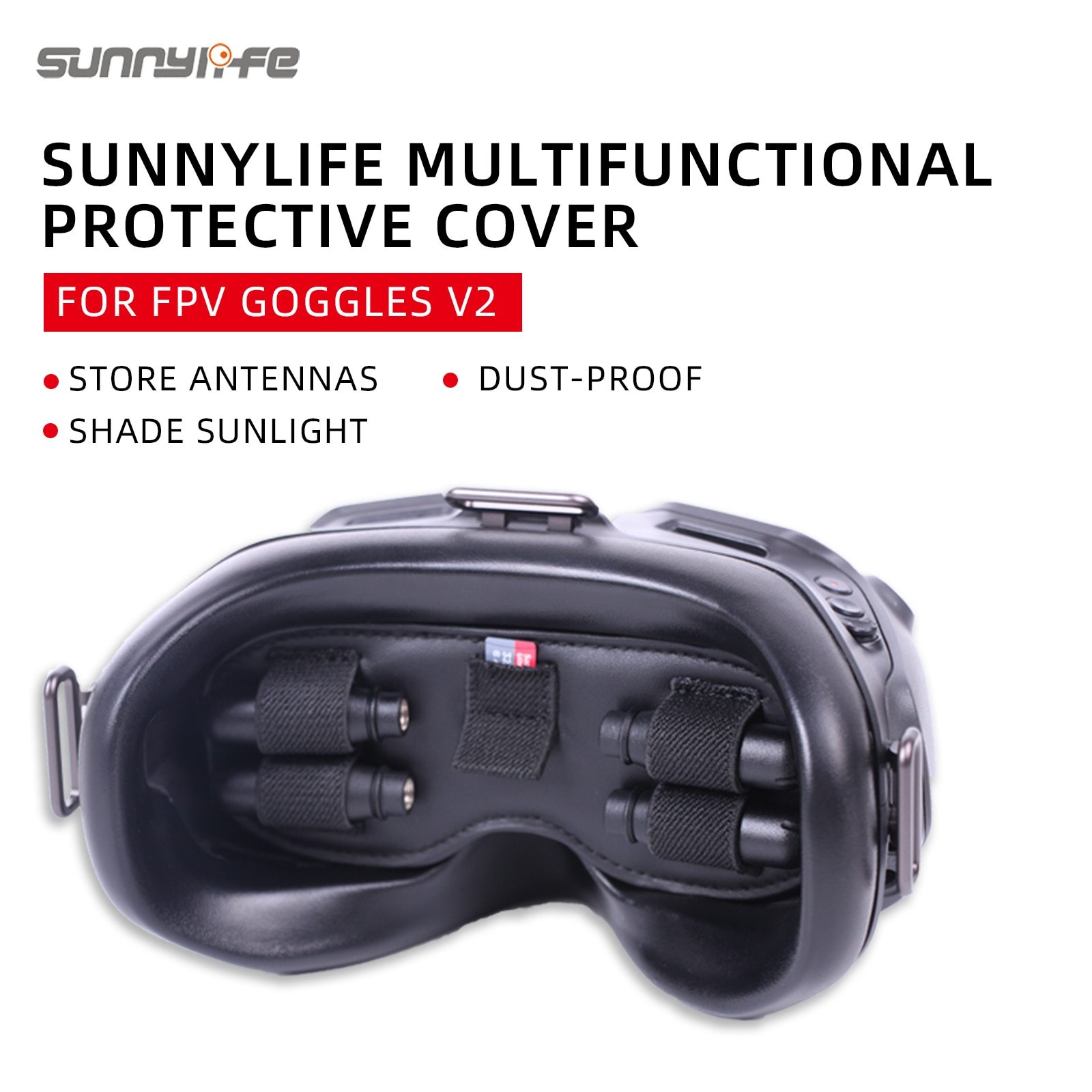 Sunnylife Lens Protector Multifunctional Protective Cover Dust-proof Shading Sunlight Hold Antennas for DJI FPV Goggles V2