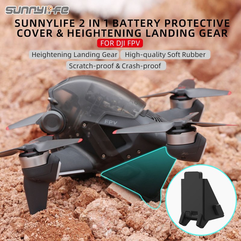 Sunnylife 2 in 1 Battery Protective Cover Heightening Landing Gear Crash-proof Silicone Cover for DJI FPV