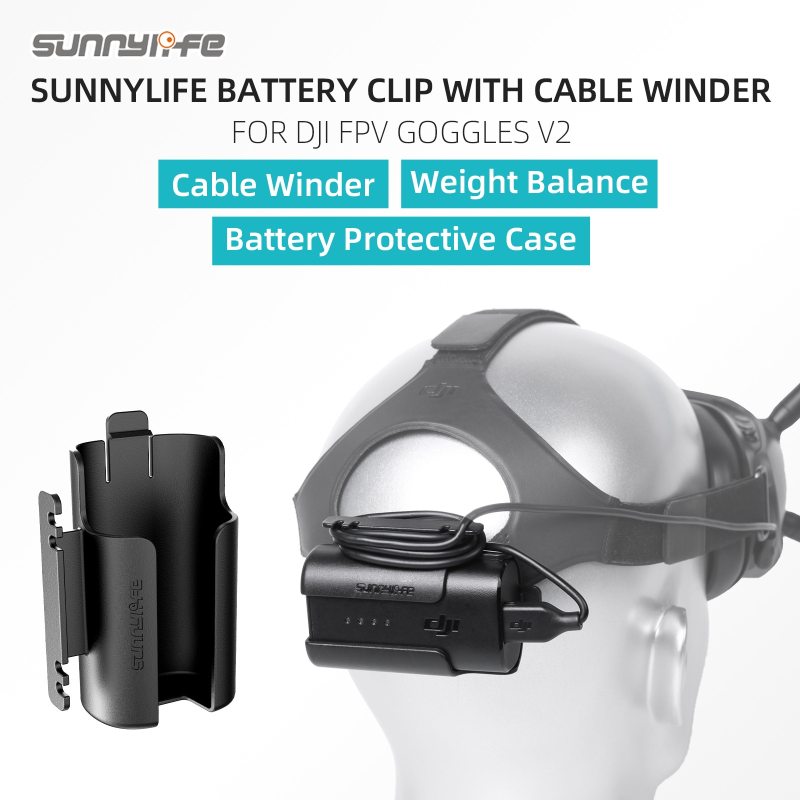 Sunnylife Battery Clip Cable Management Winder Protective Case Headband Back Holder Accessories for DJI FPV Goggles V2