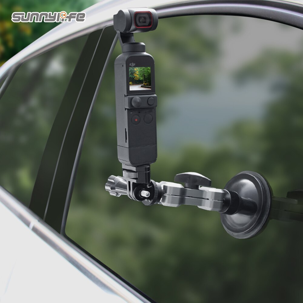 Sunnylife Metal Car Sucker Mount Angles Adjustable Suction Cup Bracket Phone Holder for Pocket2/ GoPro9/Insta360 One R/Fimi Palm