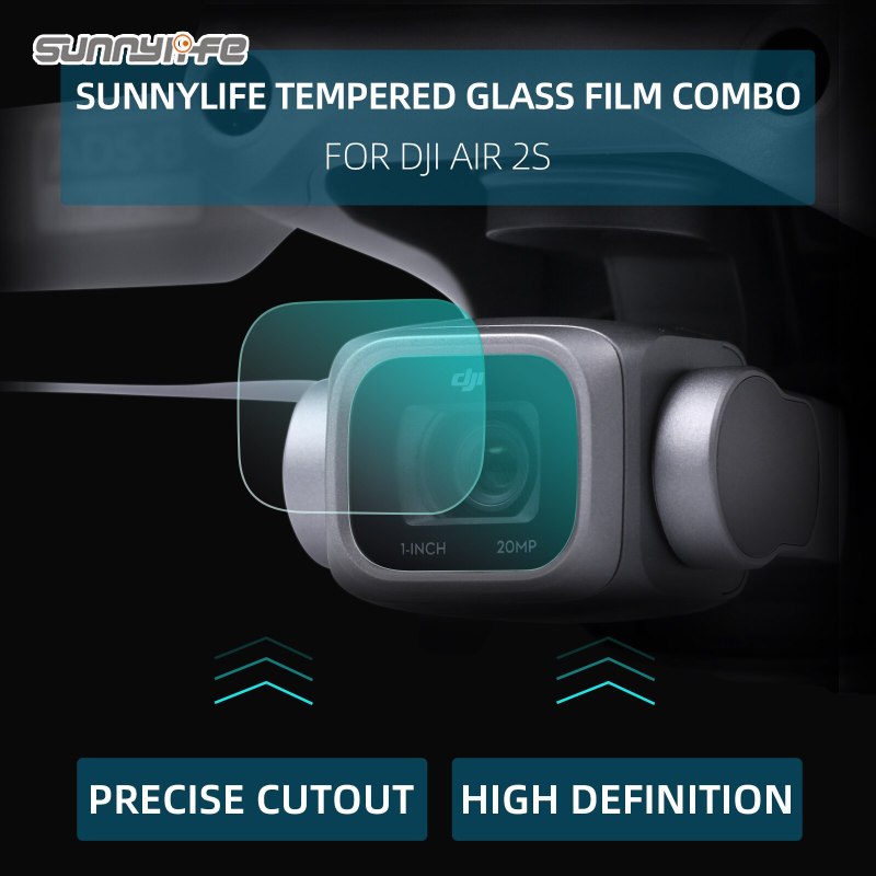 Sunnylife 2 Sets Camera Lens Protective Film HD Tempered Glass Film Lens Protector for DJI Air 2S