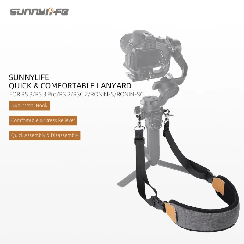 Sunnylife Dual Hook Strap Stress Reliever Shoulder Belt Lanyard for RS 3/RS 3 Pro/RS 2/RSC 2/Ronin-S/Ronin-SC