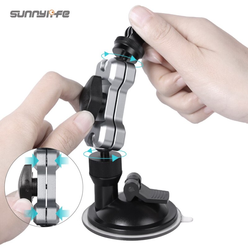 Sunnylife Metal Car Sucker Mount Angles Adjustable Suction Cup Bracket Phone Holder for Pocket2/ GoPro9/Insta360 One R/Fimi Palm