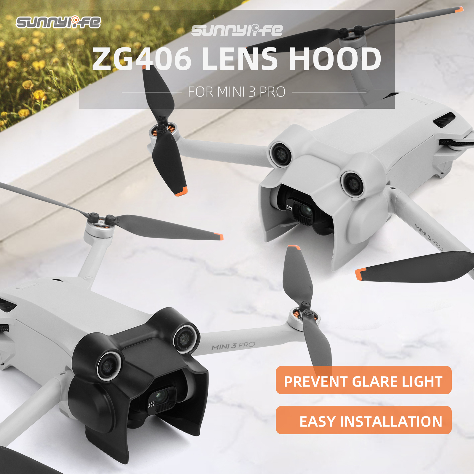 Sunnylife ZG406 Lens Hood Anti-glare Lens Cover Gimbal Protective Cap Drone Accessories for Mini 3 Pro
