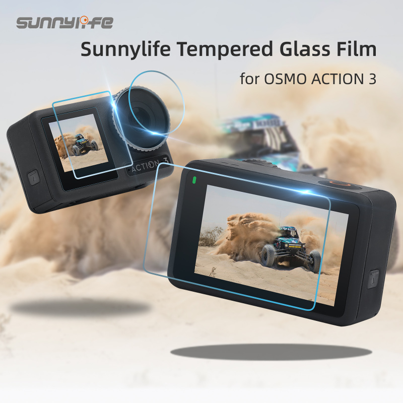 Sunnylife Lens Screen Protective Film Tempered Glass Film for OSMO Action 3 Sport Camera