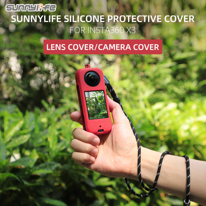 Sunnylife Protective Case Soft Silicone Lens Protector Camera Cover Lanyard Accessories for Insta360 X3