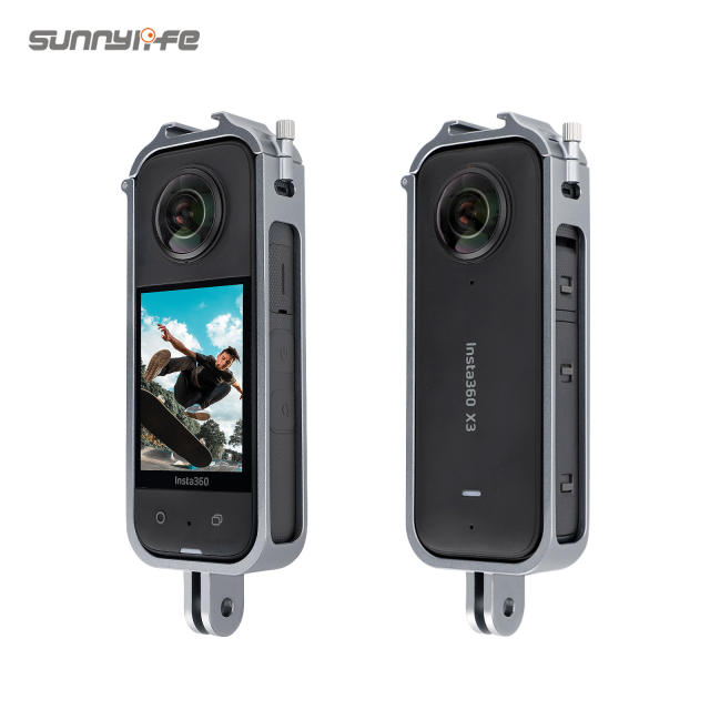 Sunnylife Aluminum Protective Case Frame Cold Shoe Mount Brackets Housing Shell Cover for Insta360 X3