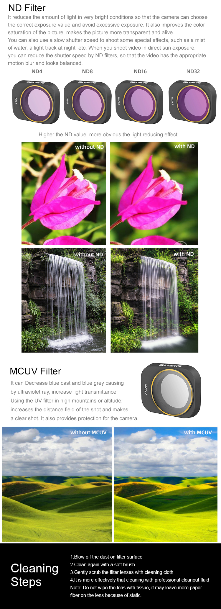 SUNNYLIFE MM-FI9254 3Pcs/Set for DJI Mini SE/Mini 2/Mavic Mini CPL+ND8+ND16  Optical Glass Filters Drone Camera Lens Filters Wholesale