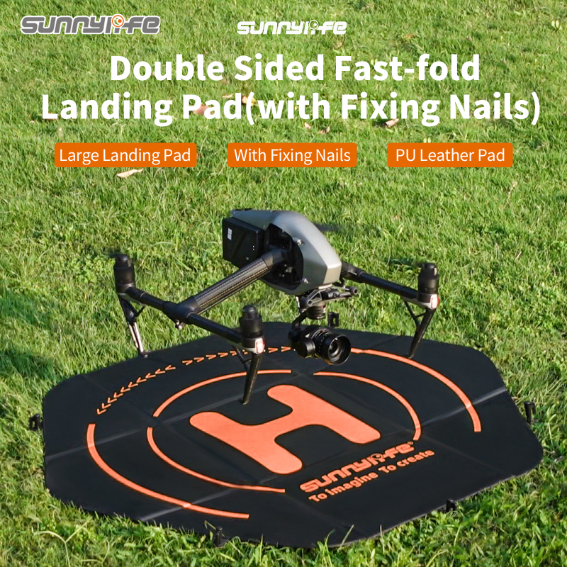 Sunnylife 110cm(43’’) Large Drone Landing Pad Fast-Fold Double-Sided PU Leather Waterproof for Inspire 3/ Mavic 3 Pro/ Matrice 30