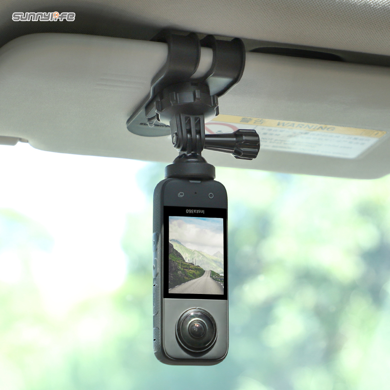 Sunnylife Car Sun Visor Mount Action Camera Holder Cell Phone Vlog Mount 360°Rotating for Insta360 GO 3 /360 X3/ GoPro 11/ Action 3